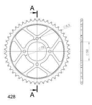 Couronne acier 428 – 48 dents Hyosung 125 (1996–2014) – Supersprox CE20148