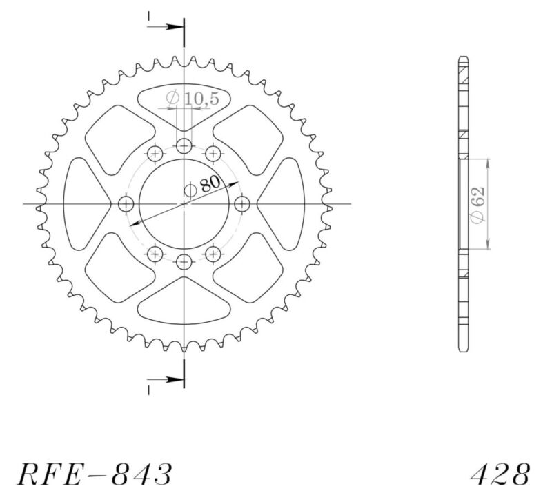 Couronne acier Pas 428 – 48 dents – Supersprox CC20448
