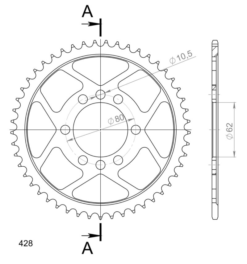 Couronne acier Yamaha DT125, DT175, DT80 – années 1978 à 1988 – Supersprox CC20449
