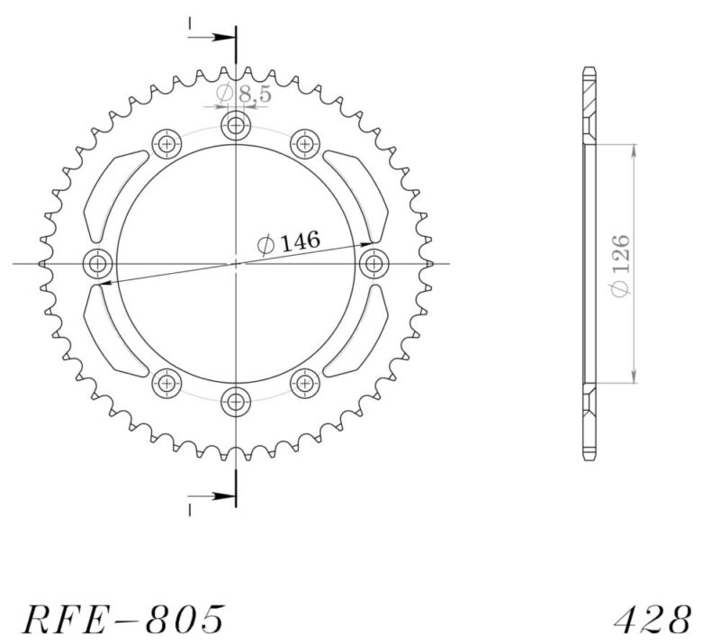 Couronne acier 428 – Suzuki DR125 SM 2008-2014 / TS125 R 1989 – Supersprox CE20750