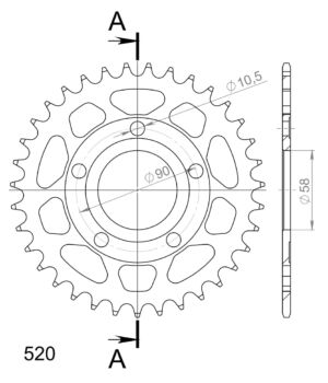 Couronne acier 520 35 dents Honda NSR125 JC22 (1998–2003) – Supersprox CA21535