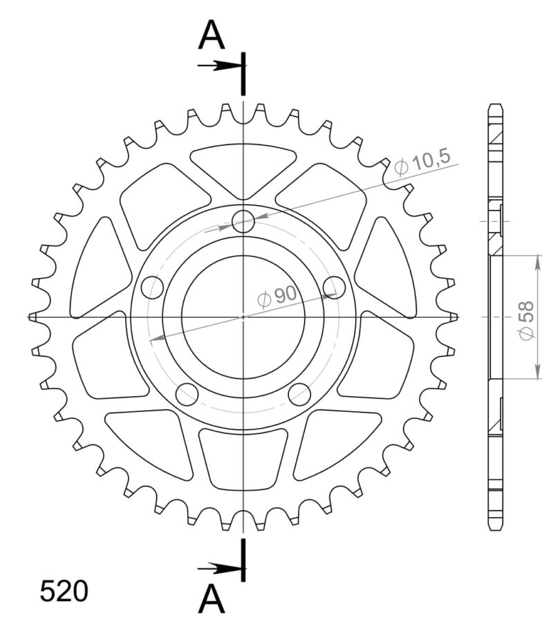 Couronne acier 38 dents – Honda CRM125 & NSR125 (1995–2003) – Supersprox CA21538