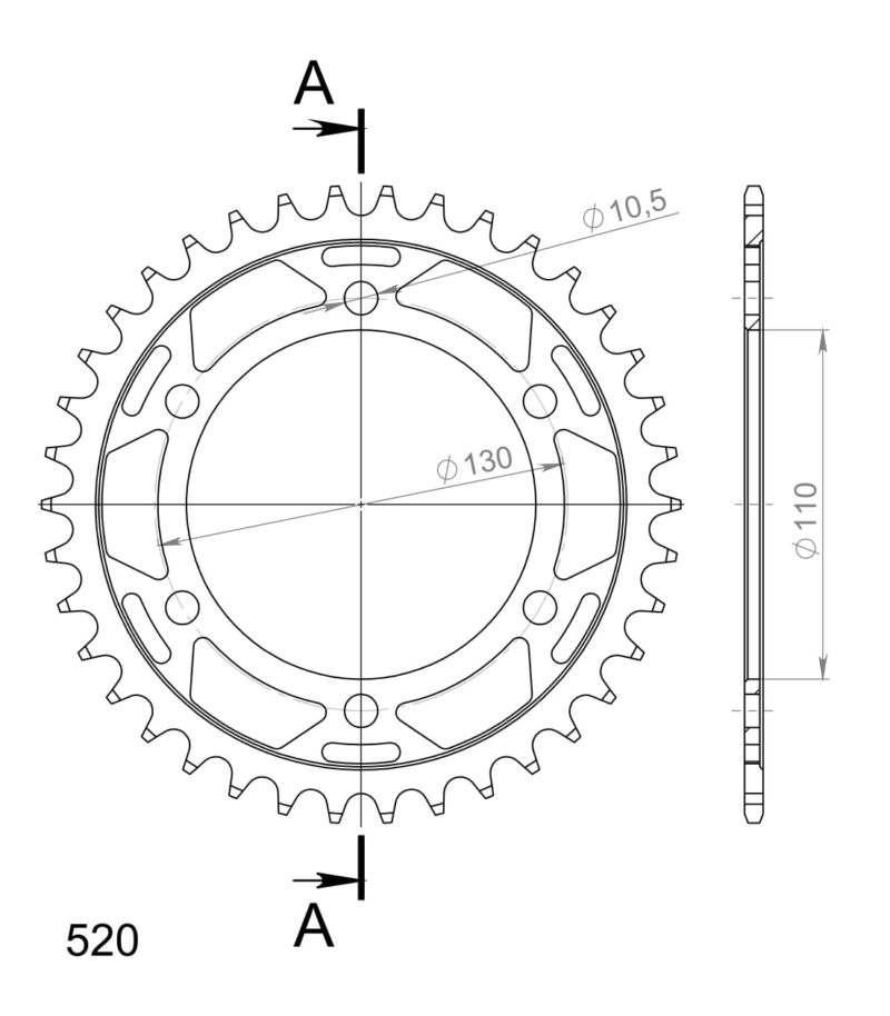 Couronne acier 38 dents Kawasaki Zephyr 550 1991-1999 – Supersprox CG50038