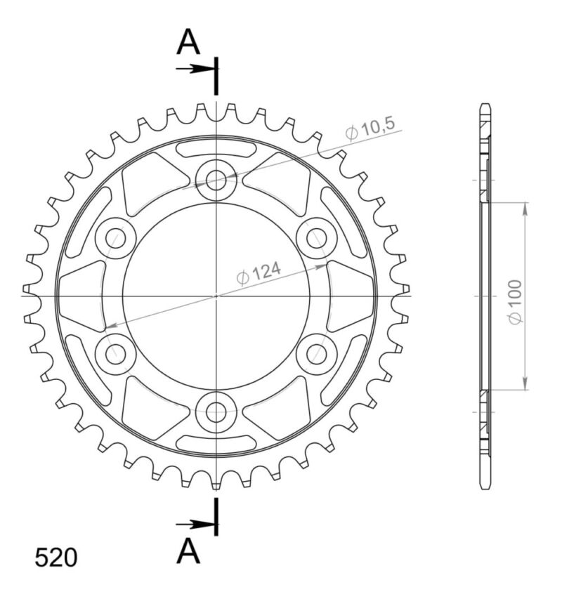 Couronne acier Ducati 800/851/900 (1985-2009) – Supersprox CL60239 – Pas 520 – 39 dents