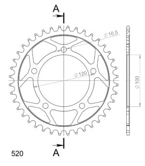 Couronne acier – Aprilia RS125 / RS125 Extrema PY 2006-2012 – Supersprox CK50340