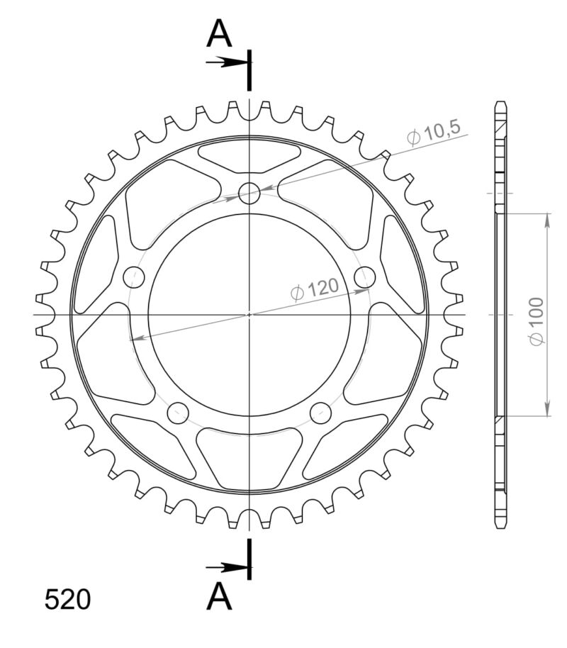 Couronne acier – Aprilia RS125 / RS125 Extrema PY 2006-2012 – Supersprox CK50340