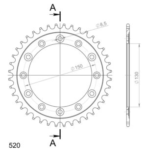 Couronne acier Honda XL600 RM/LM 1985-1987 – Supersprox CA30440 – Pas 520 – 40 dents