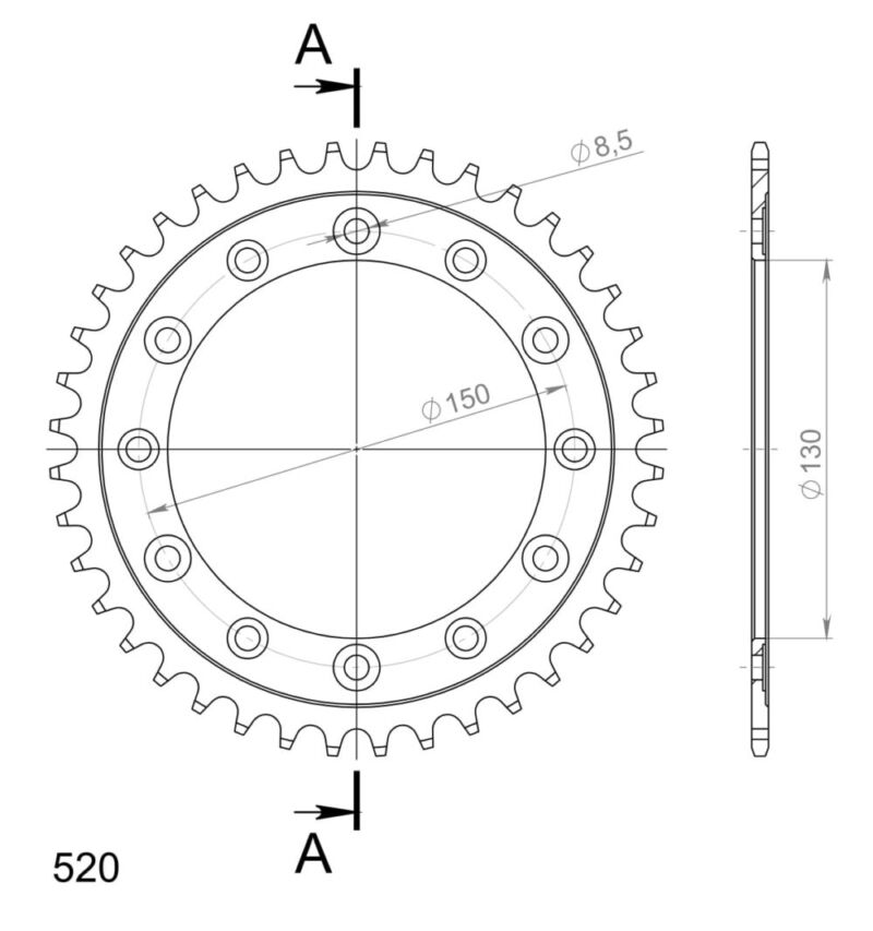 Couronne acier Honda XL600 RM/LM 1985-1987 – Supersprox CA30440 – Pas 520 – 40 dents