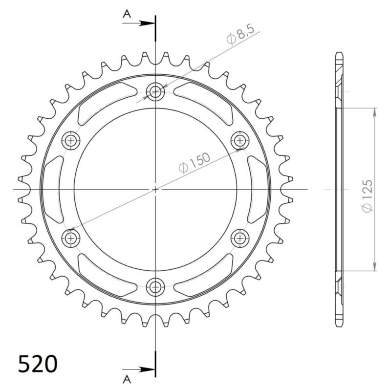 Couronne acier 520 – Husaberg FS650 SM 2004–2007, KTM Duke 690 & Husqvarna 701 – Supersprox CO30440