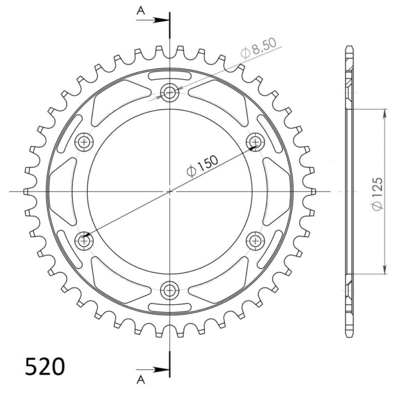 Couronne acier 42 dents pas 520 - Gas Gas SM 700, Husqvarna 701, KTM 690, Adventure LC4 (1994–2023) - Supersprox CO30442