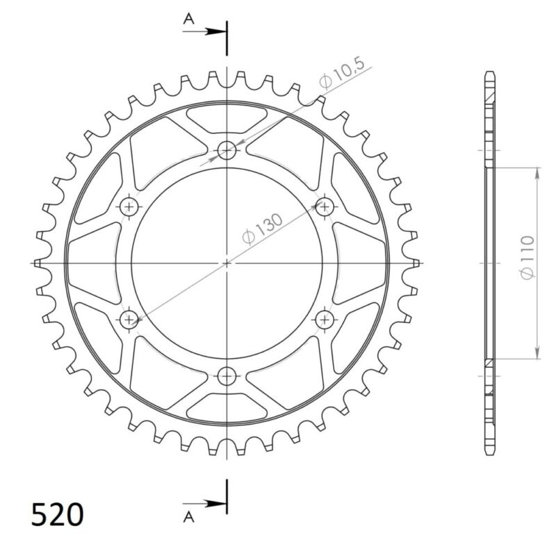 Couronne acier 520 – 42 dents Kawasaki ER-5, EX300, GPZ500 (1987–2016) – Supersprox CG50042