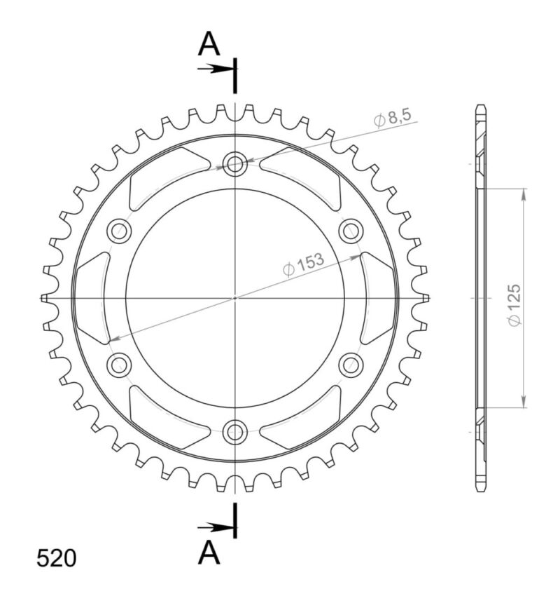 Couronne acier 42 dents pas 520 – Supersprox CA21242 – Compatible moto (Voir modèles)