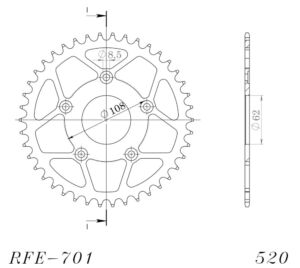 Couronne acier 43 dents Cagiva Mito 125 / Planet / Raptor / River 1989-2012 – Supersprox CK20343