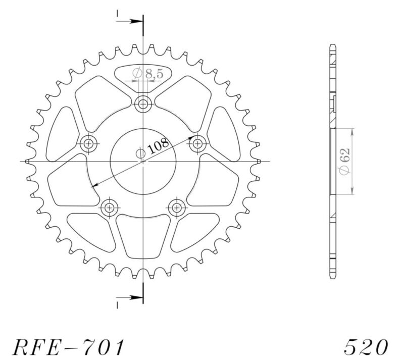 Couronne acier 43 dents Cagiva Mito 125 / Planet / Raptor / River 1989-2012 – Supersprox CK20343