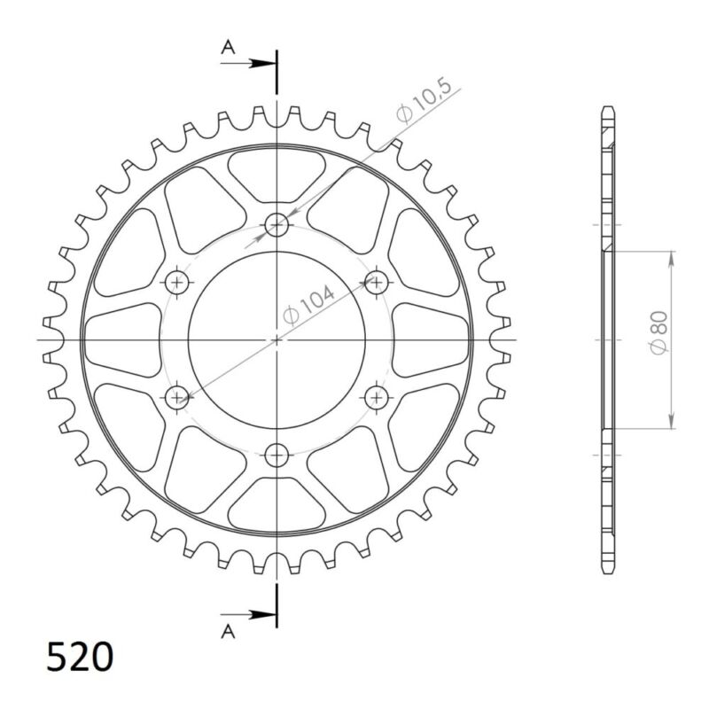 Couronne acier 520 43 dents Kawasaki Z750 / ZX-6R (2004–2020) – Supersprox CG40343