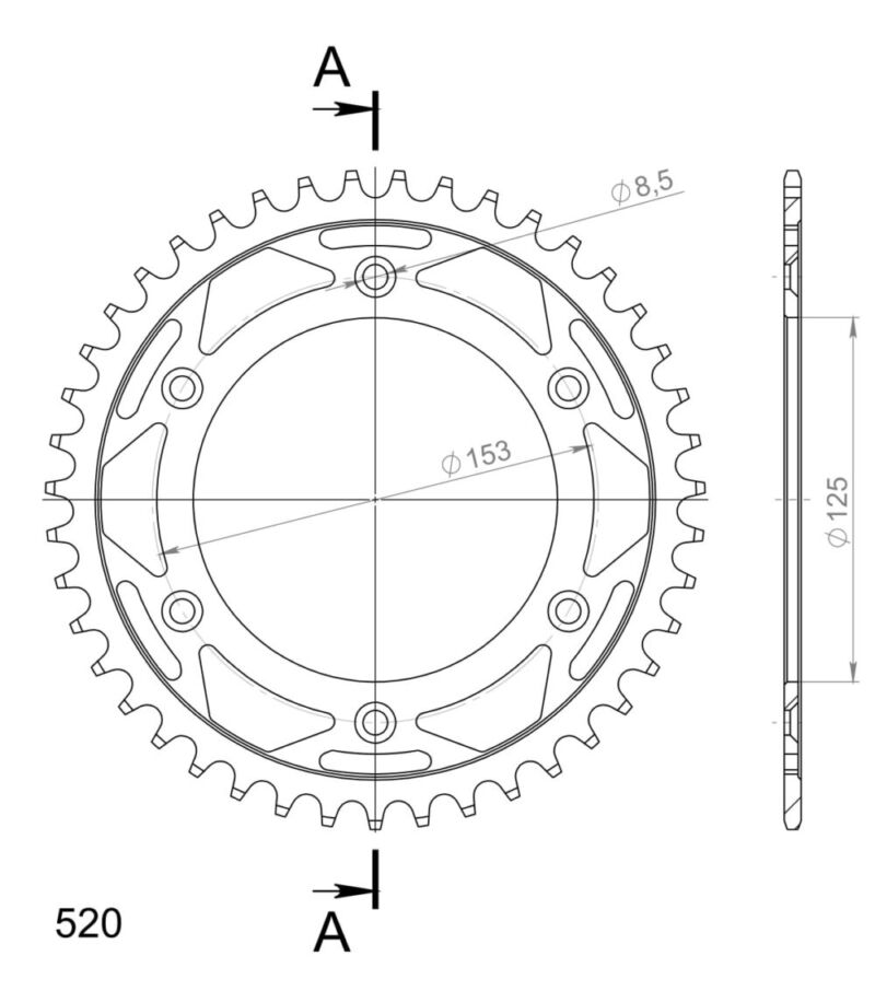 Couronne acier 43 dents 520 – compatible – Supersprox CA21243