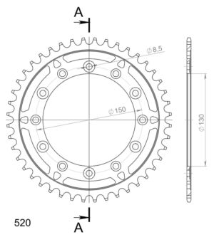 Couronne acier 44 dents Honda CB250 RSC / XLR250 1982-1985 – Supersprox CA30444