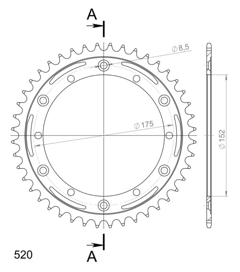 Couronne acier 44 dents Yamaha DT200R / TT250R / TT600R 1985-2007 – Supersprox CC50044
