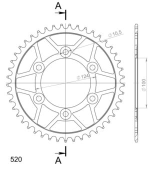 Couronne acier Ducati 696 Monster M500 (2009-2014) – Supersprox CL60245 – Pas 520 – 45 dents