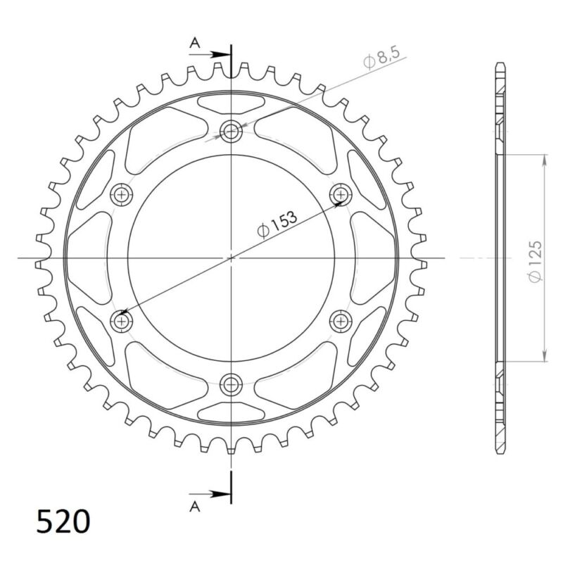 Couronne acier 45 dents XR400 R XR650 L 1993–2006 – Supersprox CA21245