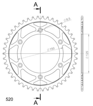Couronne acier 520 – Gas Gas EC350F/EN700, Husqvarna 701, KTM 690/SMR450 (2018–2024) – Supersprox CO30446