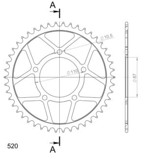 Couronne acier 520 46D Suzuki GSX-R 250 2017-2020 / SV650 2015-2023 Supersprox CE40546