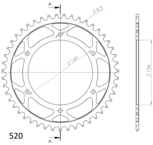 Couronne acier 520 – Aprilia Pegaso 650 / BMW F650 1992-2015 – Supersprox CI30447