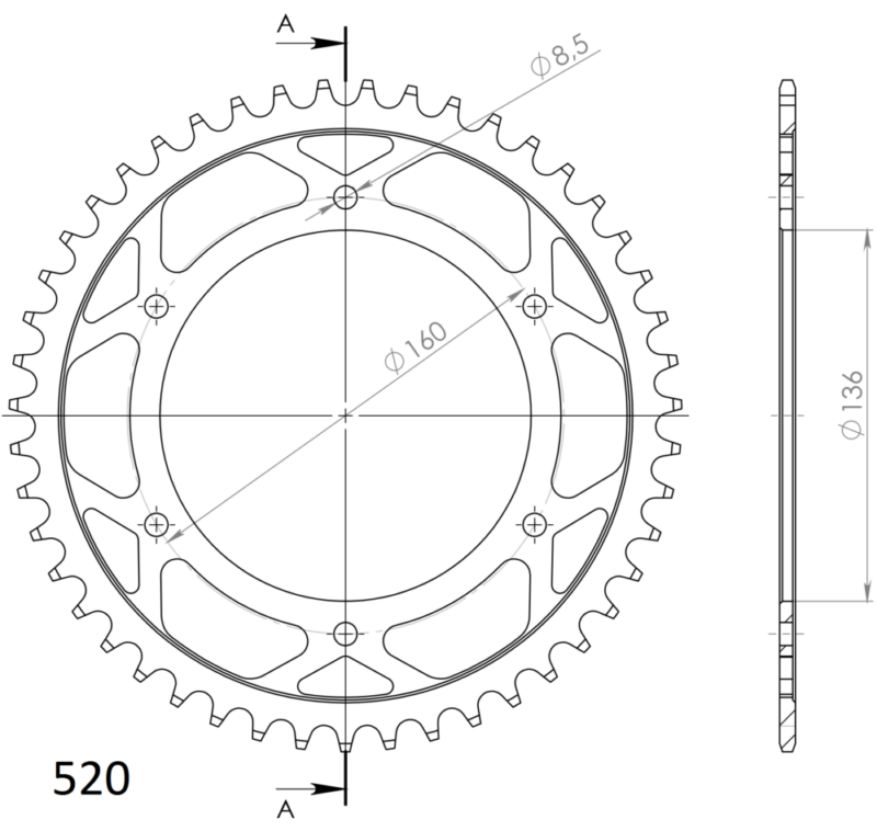 Couronne acier 520 – Aprilia Pegaso 650 / BMW F650 1992-2015 – Supersprox CI30447