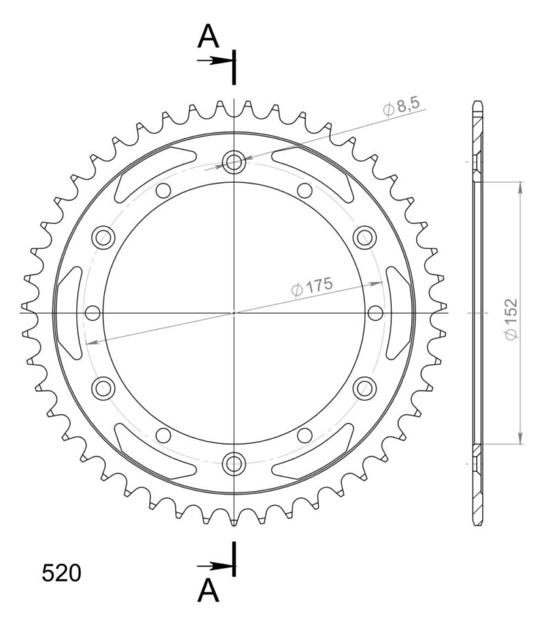 Couronne acier 47 dents Pas 520 – Supersprox CC50047 – Transmission moto