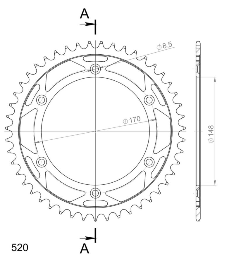 Couronne acier 47 dents Suzuki DR800 S SR43B 1991–1993 – Supersprox CE50147