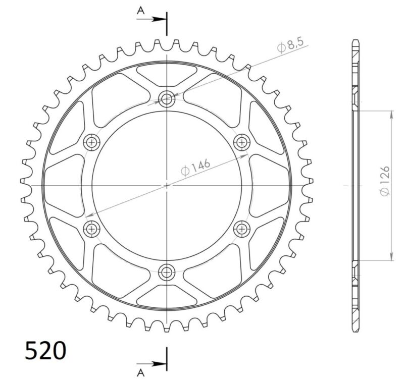 Couronne acier 520 48 dents Suzuki RM-Z 250 2007–2009 / RM250 1999–2000 – Supersprox CE20348