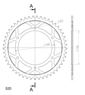Couronne acier 49 dents Pas 520 – Aprilia 6.5 Starck MH 1995 à 2000 – Supersprox CI30449