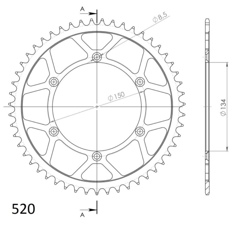 Couronne acier Kawasaki KLX650 R, KX125, KX250 (1992–2004) – Supersprox CG20449