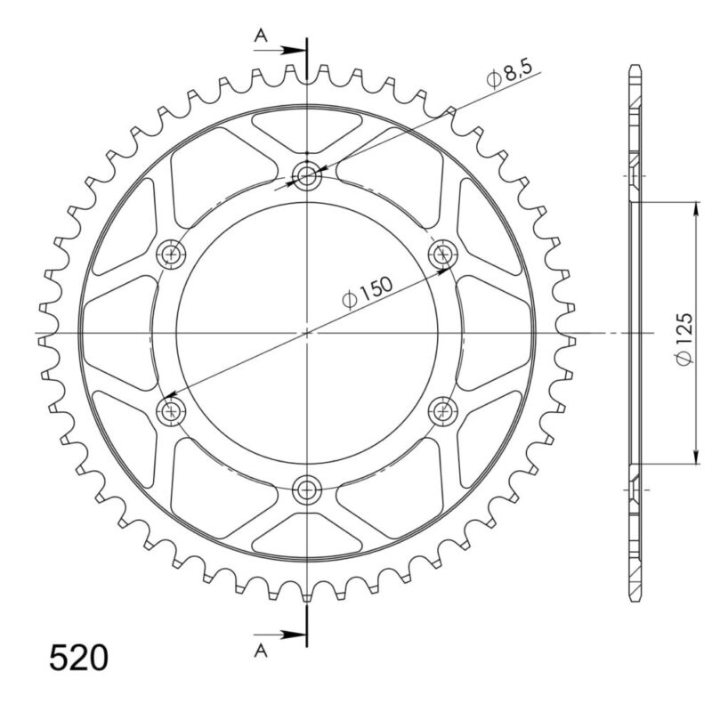 Couronne acier 50 dents Gas Gas EC300 2021–2024 – Supersprox CO30450