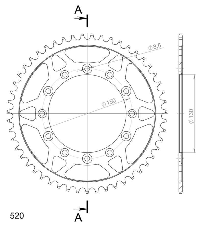 Couronne acier 520 51 dents – Fantic XEF 250 (2021-2024), Yamaha WR/YZ250F WR/YZ450F – Supersprox CA30451