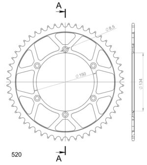 Couronne acier 52 dents Pas 520 Supersprox – CG20452 – Transmission haute performance