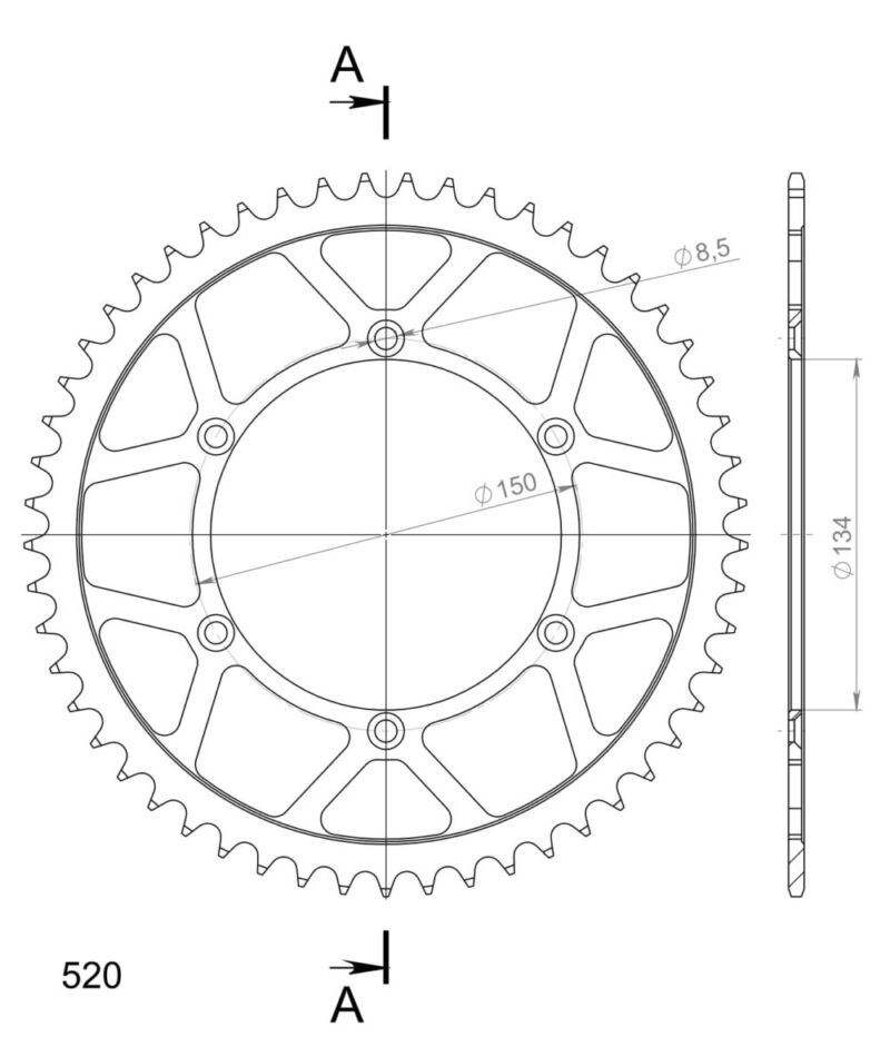 Couronne acier Pas 520 – 53 dents – Supersprox CG20453
