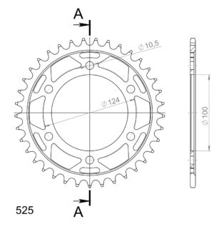 Couronne acier 525 – 37 dents Ducati 916 Monster S4 M400 2001-2003 Supersprox CL60937