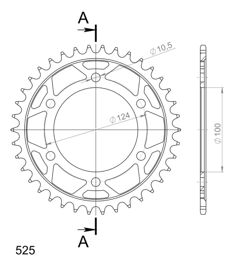 Couronne acier Ducati ST4s / Supersport 1000 (2001–2005) – Supersprox CL60938 – 38 dents – Pas 525