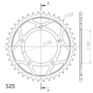 Couronne acier 525 40 dents Aprilia Mana GT RSV Tuono RSV4 2004–2023 – Supersprox CI80040