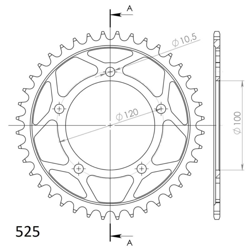 Couronne acier 525 40 dents Aprilia Mana GT RSV Tuono RSV4 2004–2023 – Supersprox CI80040
