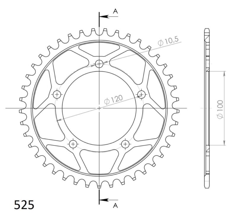 Couronne acier 525 – 41 dents Aprilia RSV4 / SL1000 Falco (1999-2023) – Supersprox CI80041