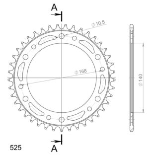 Couronne acier pas 525 – 41 dents – Supersprox CI30541