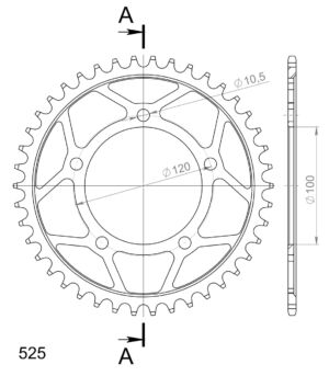 Couronne acier 525 – Aprilia Caponord 1200 / Tuono / RSV 1000 (1998–2023) – Supersprox CI80042