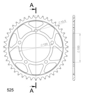 Couronne acier pas 525 – 43 dents – Supersprox CI80043