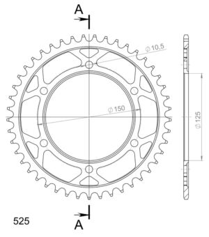Couronne acier KTM Superenduro 950 R (2006-2010) – Supersprox CK50145 – Pas 525, 45 dents
