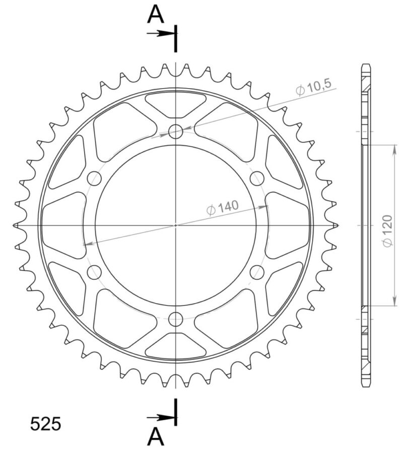 Couronne acier 525 46 dents Suzuki GSX-R 600 1998–2000 – Supersprox CE50746