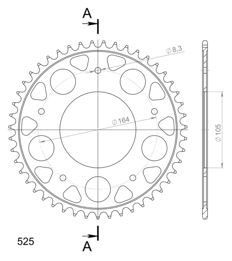 Couronne acier 47 dents – Aprilia SRV / Gilera GP 800 (2007–2018) – Supersprox CN80047