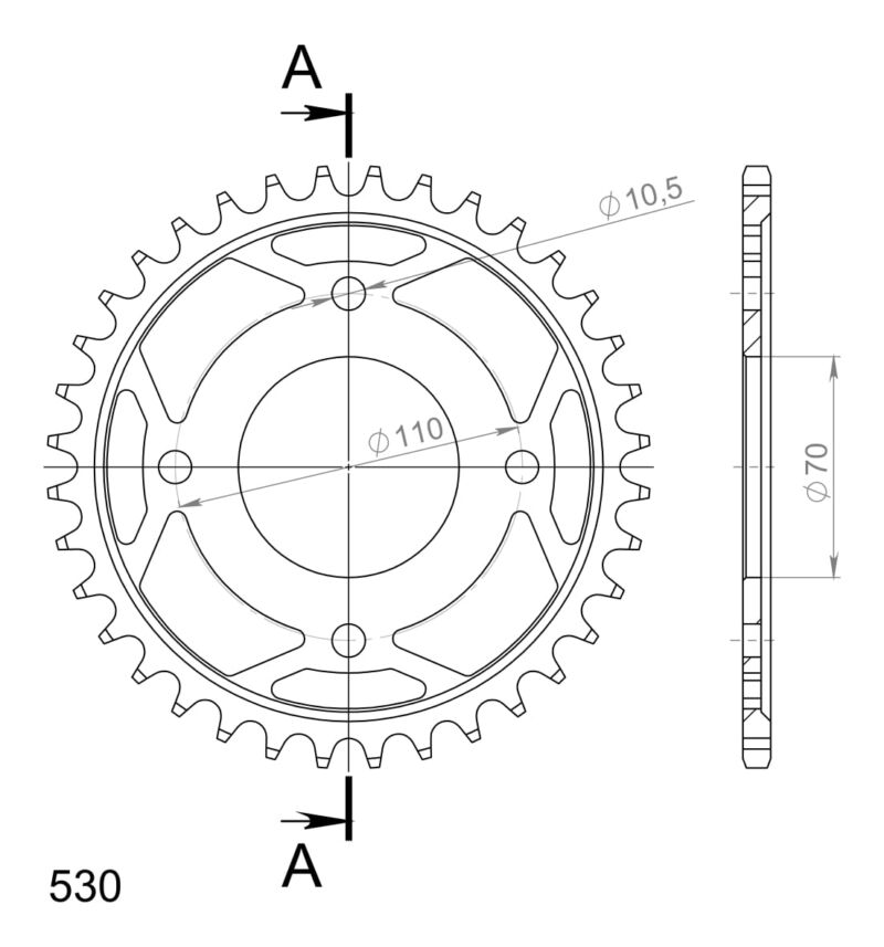 Couronne acier 530 – Honda CB400 N / CB400T (1978-1980) – Supersprox CA40236