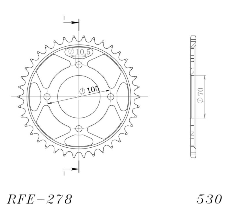 Couronne acier 530 38 dents Honda CB250, CB350, CB360, CB400, CJ250 (1973-1979) – Supersprox CA40138